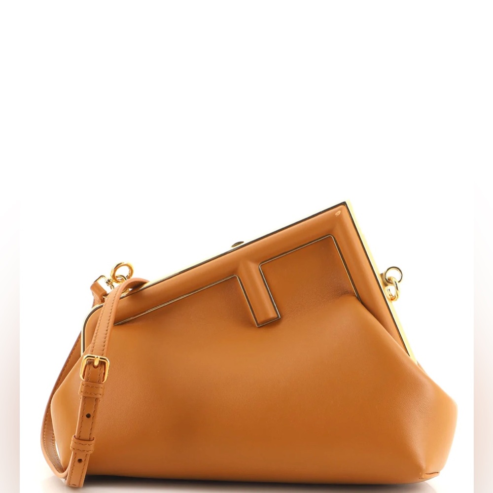 Fendi Tan Leather Clutch with Gold Hardware